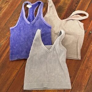 Stylish Women's Ribbed Tank Tops - Purple, Tan, Gray